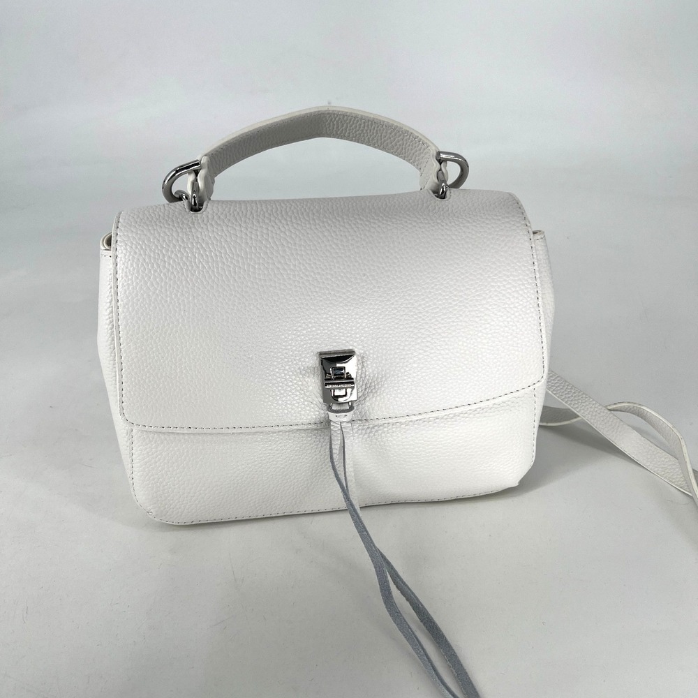 Rebecca Minkoff Darren Top Handle Crossbody White Leather Handbag Classic Simple